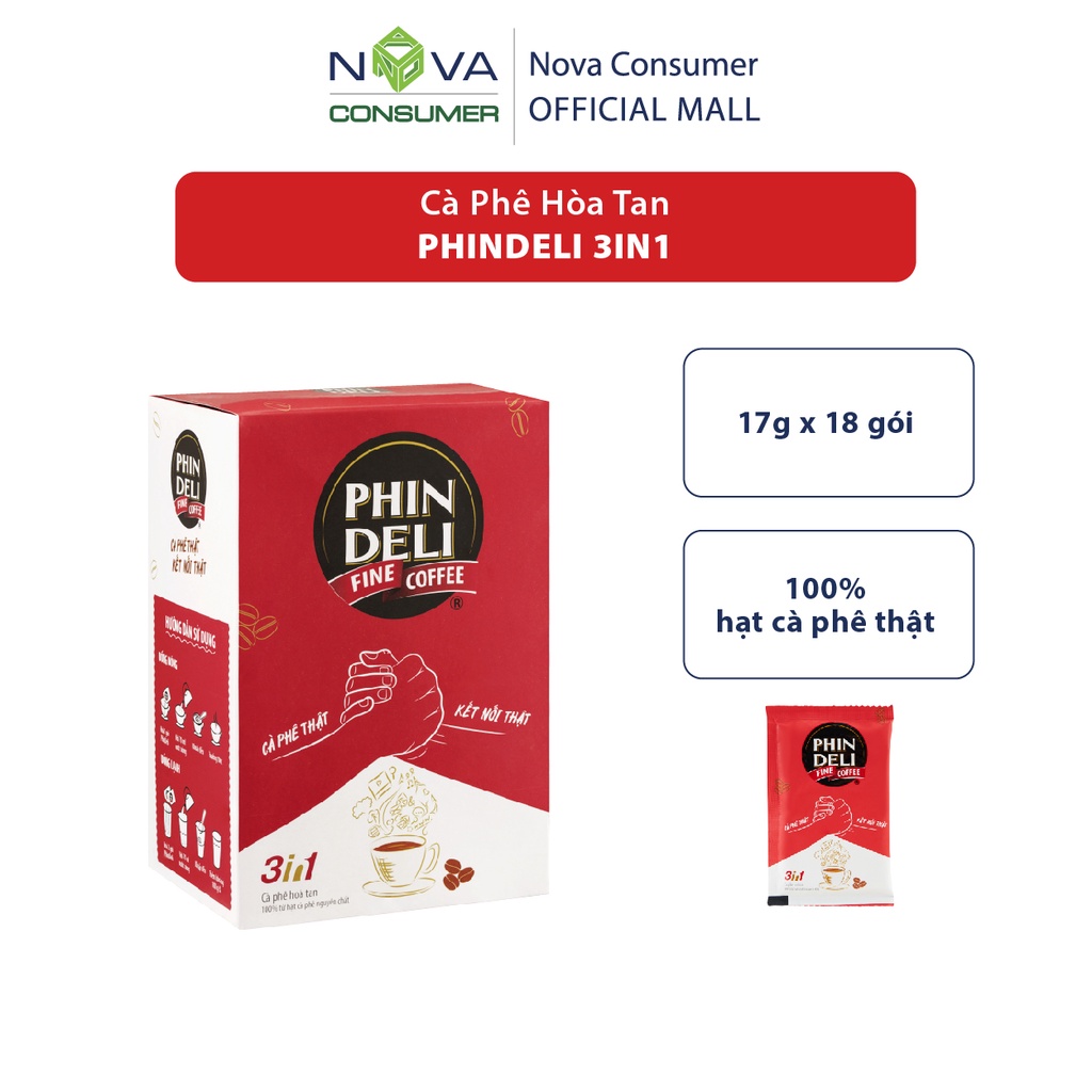 Cà Phê Hòa Tan PhinDeli 3in1 (17g x 18 gói)