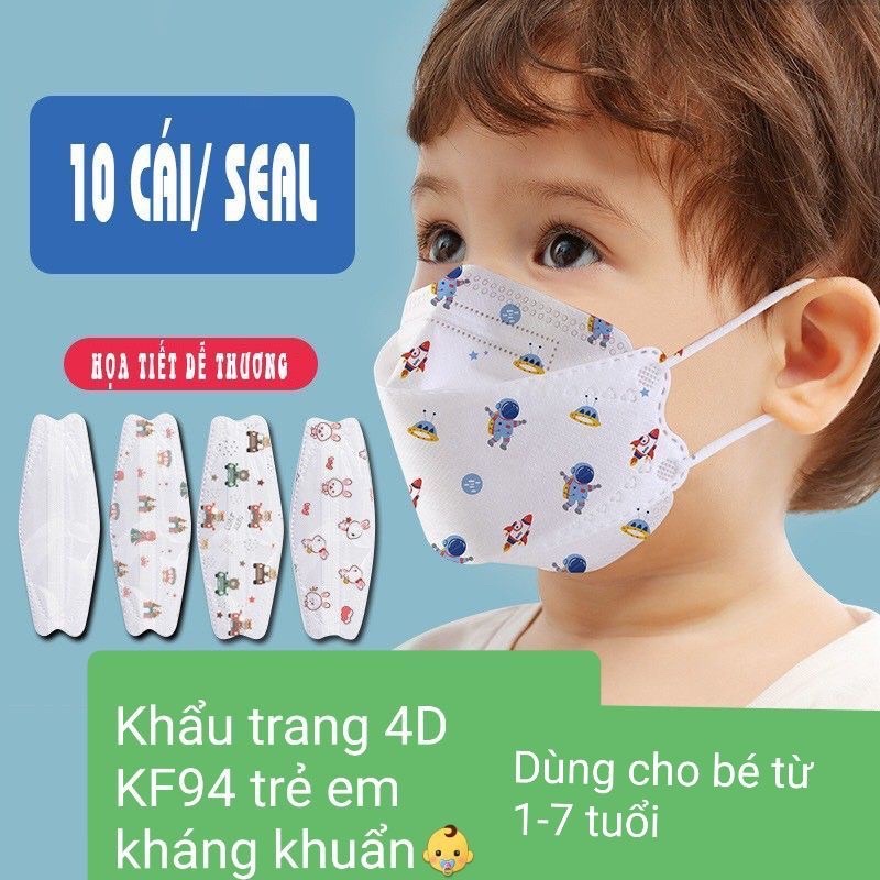 Khẩu trang 4D mask KF94 trẻ em (1-5 tuổi) hàng loại 1 [1 túi 10 chiếc]