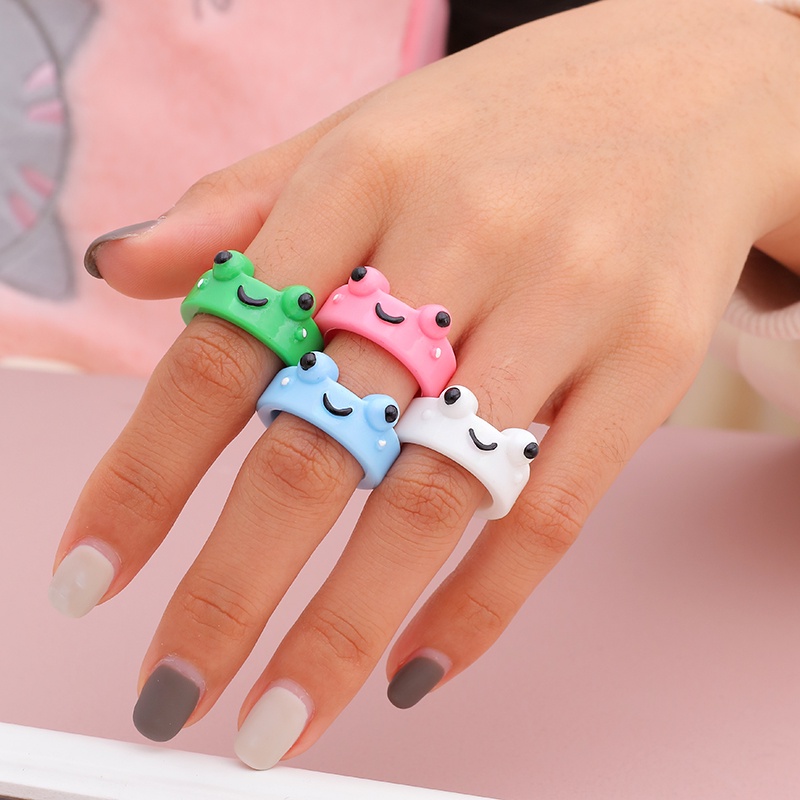Nhẫn acrylic MISS ZOE hình ếch hoạt hình dễ thương thời trang cho nam và nữ