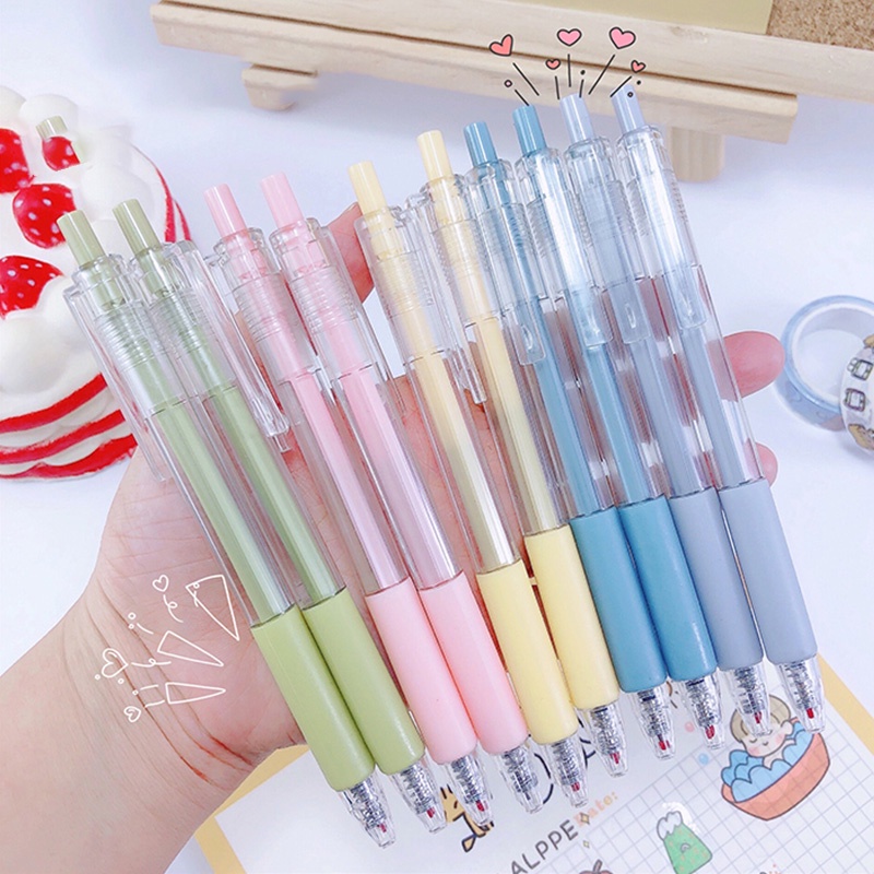 Bút gel mực đen ngòi 0.5mm thiết kế trong suốt đơn giản