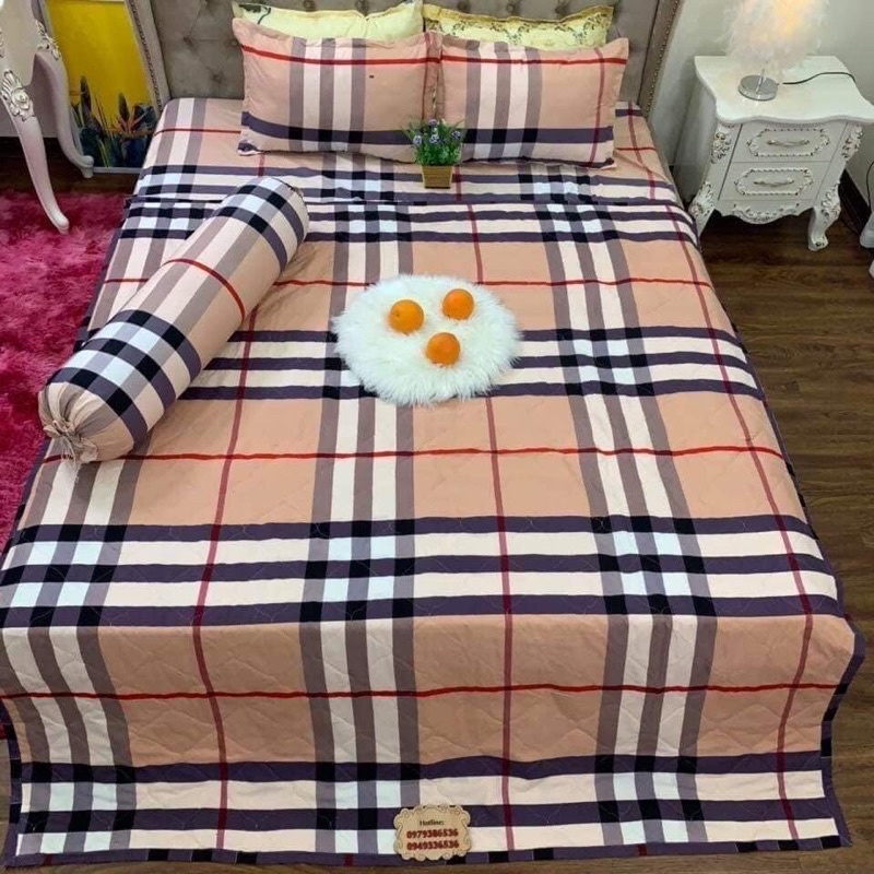 Bộ Chăn Ga Gối Mùa Hè 5 Món Cotton Poly ( Mẫu Kẻ )