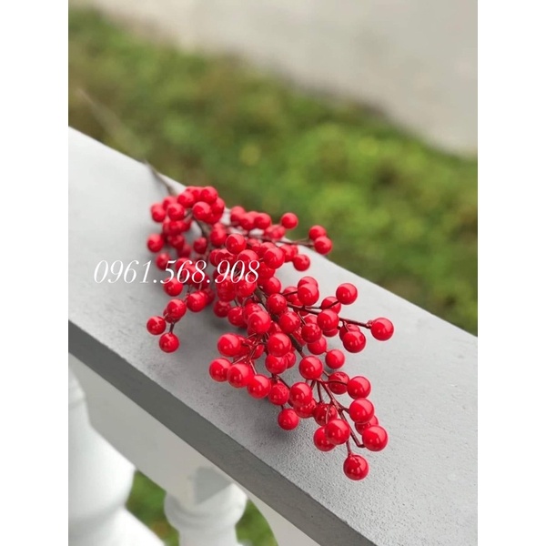 Sỉ 1 cành đào đông đỏ và vàng cam V46 - 12 nhánh 100cm cao cấp, loại đẹp, quả to, bóng, k dính