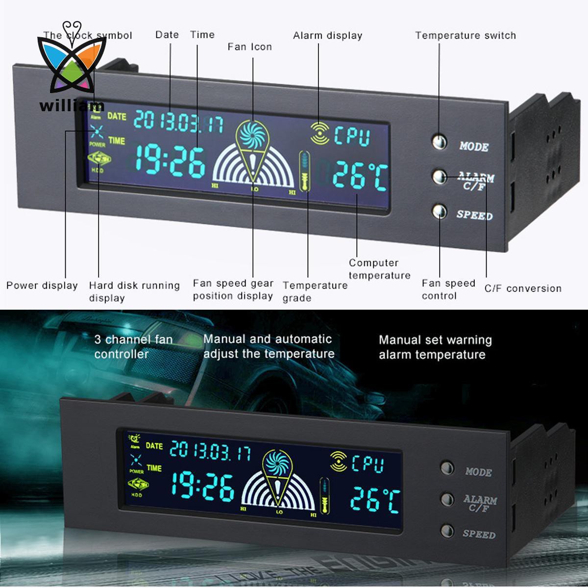 Bảng Điều Khiển Quạt Tản Nhiệt Cpu Trước Màn Hình Lcd 3 Tốc Độ 5.25 Bay | BigBuy360 - bigbuy360.vn