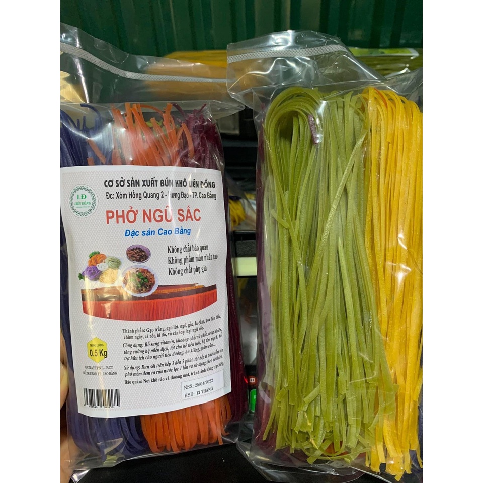 Phở ngũ sắc rau củ đặc sản Cao Bằng thực dưỡng eatclean mix 5 màu ngô/gấc/cẩm/đậu biếc/chùm ngây (500g)