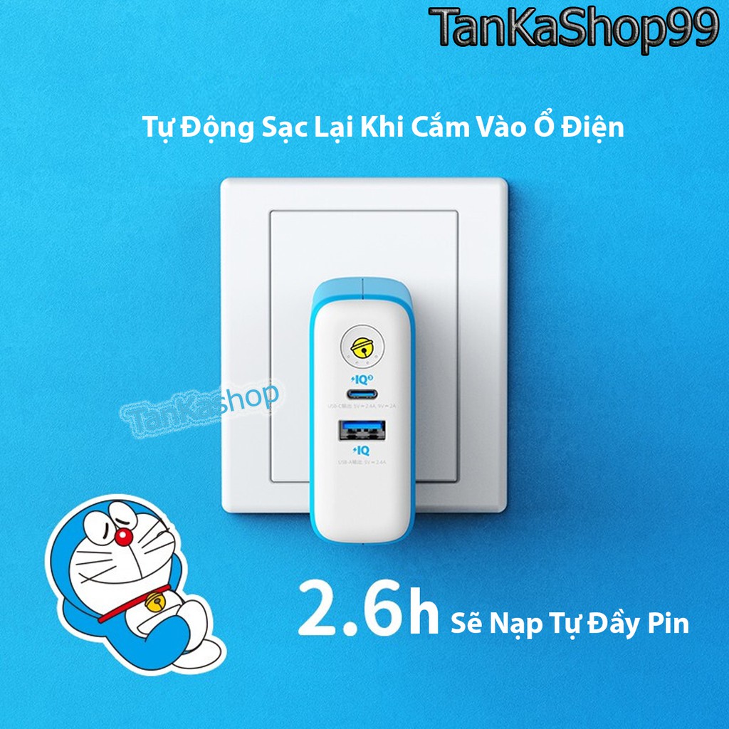 Củ Sạc Kiêm Pin Dự Phòng Anker x Doraemon 5.000mAh -A1624 Sạc Nhanh IQ3 PD 18w + QC3.0 cho iphone và Androi Fusion