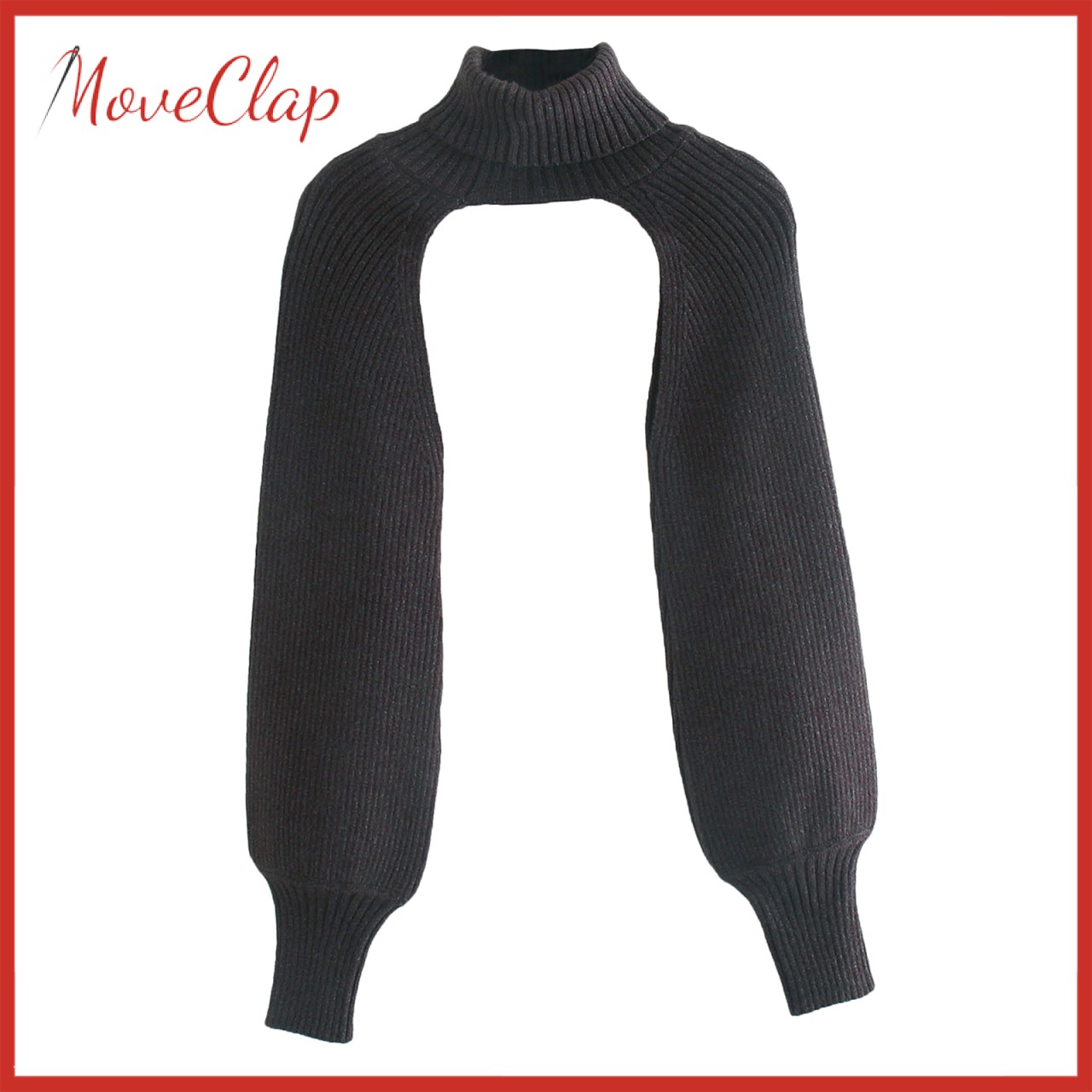 Áo dệt kim cách điệu tay dài cổ lọ thiết kế thời trang dành cho nữ