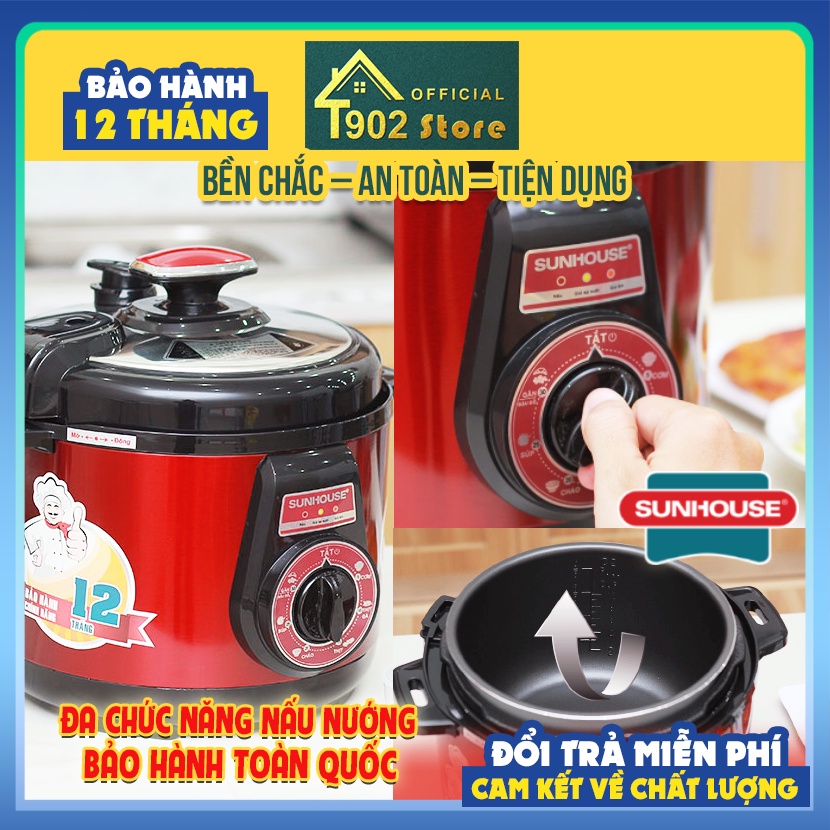 Nồi Áp Suất Điện Đa Năng Sunhouse SHD1552 900W Dung Tích 5L, Bảo Hành Chính Hãng