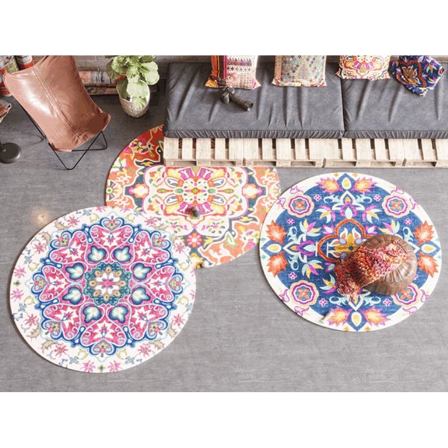 Thảm tròn Bohemian kích thước 80cm phù hợp cho mọi khoong gian nhà