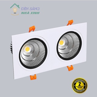 Đèn LED âm trần đôi 7W mặt cob, chiếu điểm, có chỉnh hướng, ánh sáng trung thực, bảo hành 24 tháng