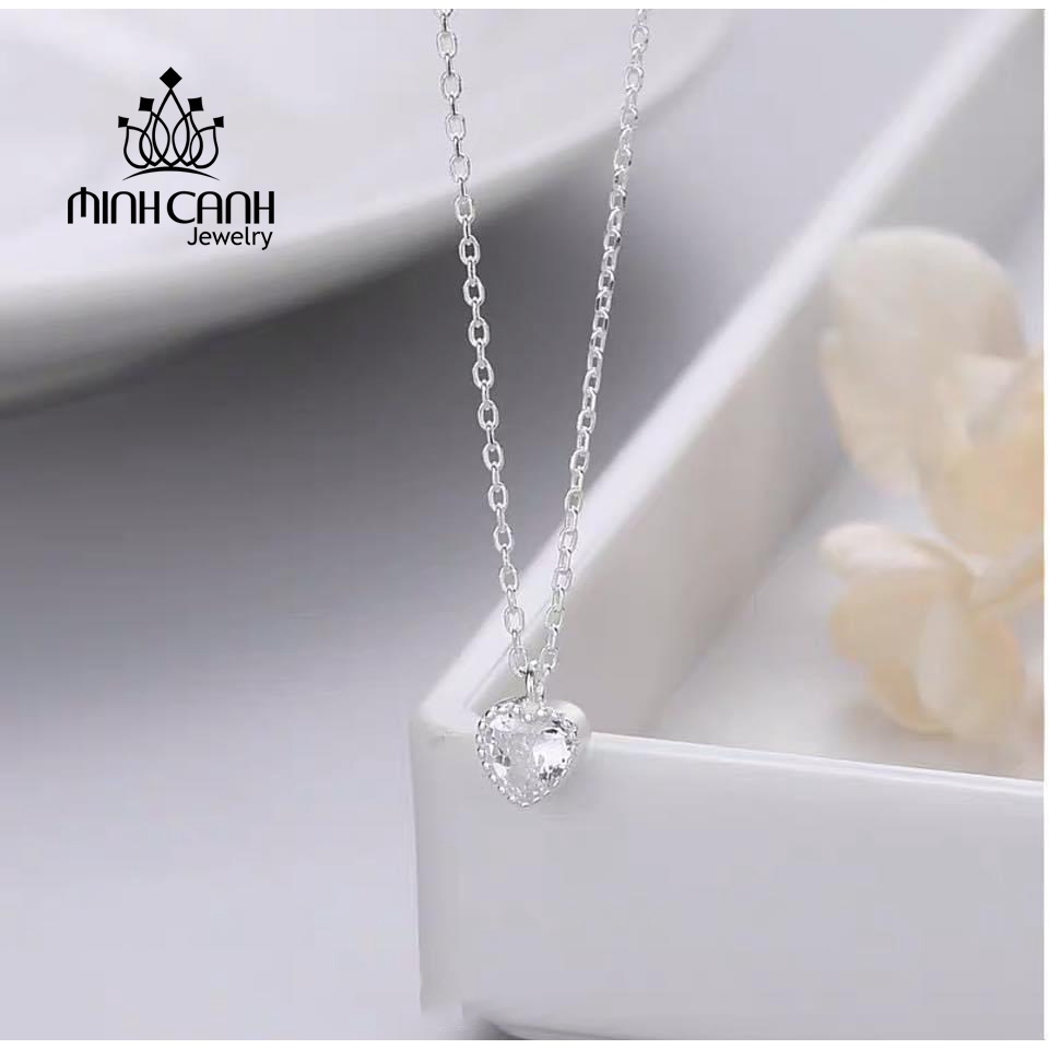 Dây chuyền Bạc Tim Đá Trắng Nhỏ Minh Canh Jewelry