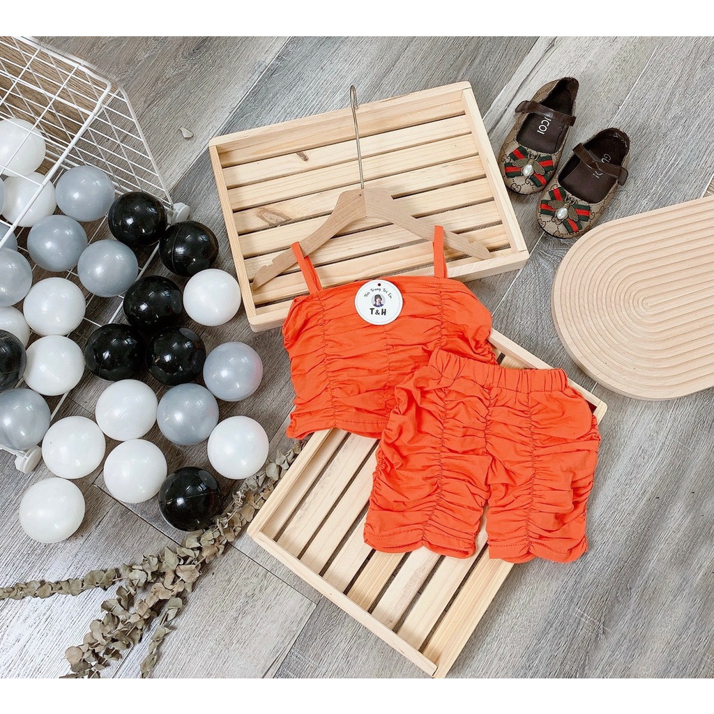 Set nhún áo 2s cách điệu cho bé gái