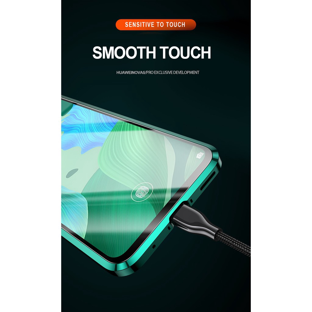 Ốp điện thoại hai mặt kính từ tính bảo vệ full 360 độ cho Huawei case Nova 2i 3 3i 4 4e 5 Pro P20 P30 Pro Lite