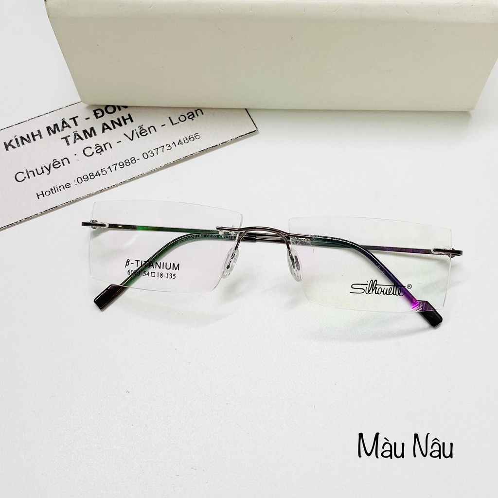 Gọng kính khoan nam , nữ titanium mảnh, nhẹ, thời trang
