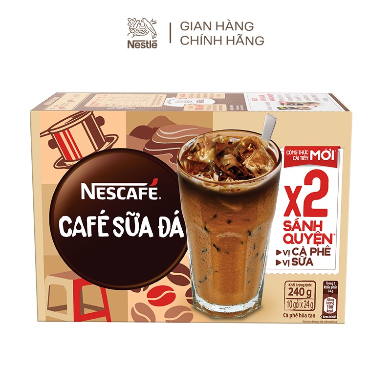 Combo 4 hộp cà phê sữa Nescafé cà phê sữa đá (Hộp 10 gói x 24g)