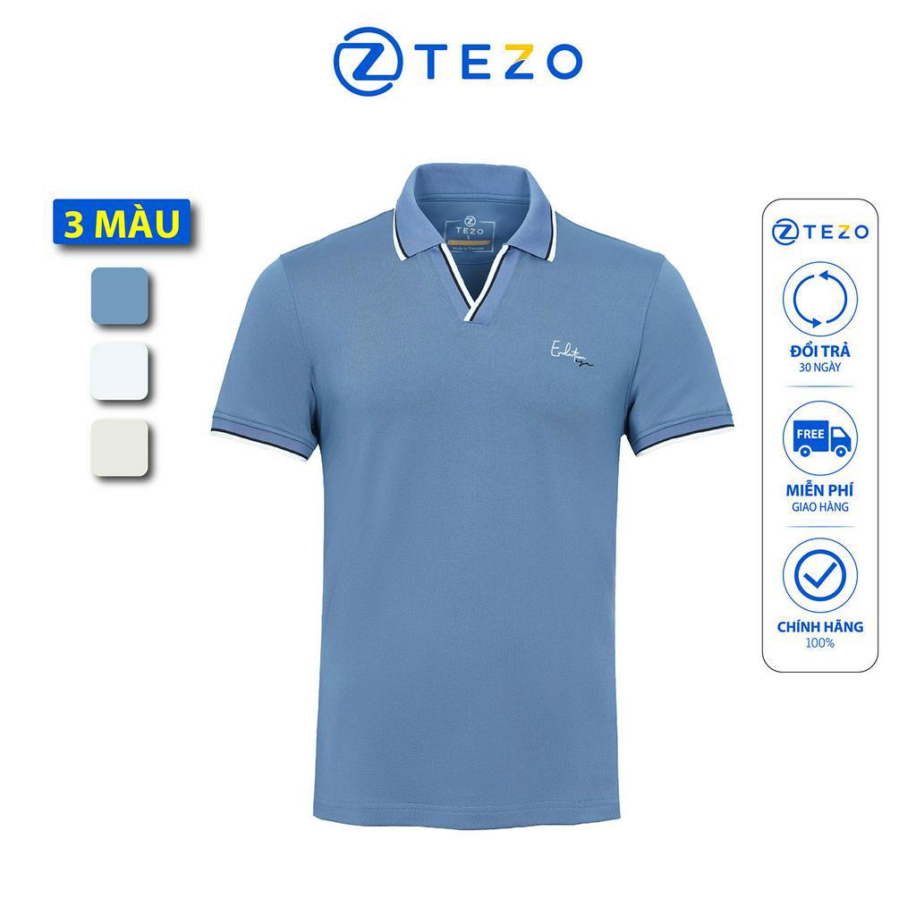 Áo polo nam Tezo phông nam có cổ thiết kế viền V 23APCT037