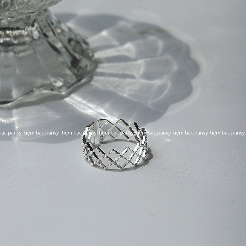 Nhẫn bạc nữ PANSY thiết kế hình lưới trendy - Nhẫn nữ bạc ta cao cấp cá tính