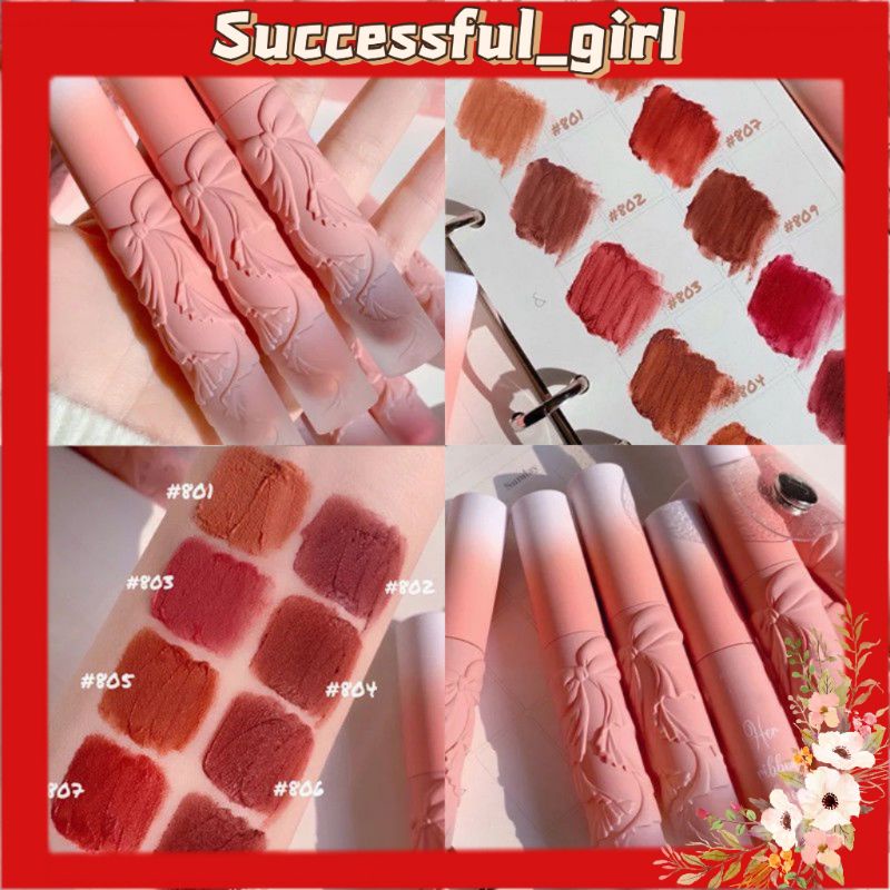 Son nơ gogo tales handmade chất mịn lì cho nữ (Vỏ son màu tím như video ạ)