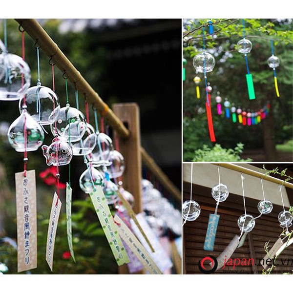 Chuông gió Furin thủy tinh pha lê trơn không họa tiết trong suốt quà tặng trang trí xinh xắn