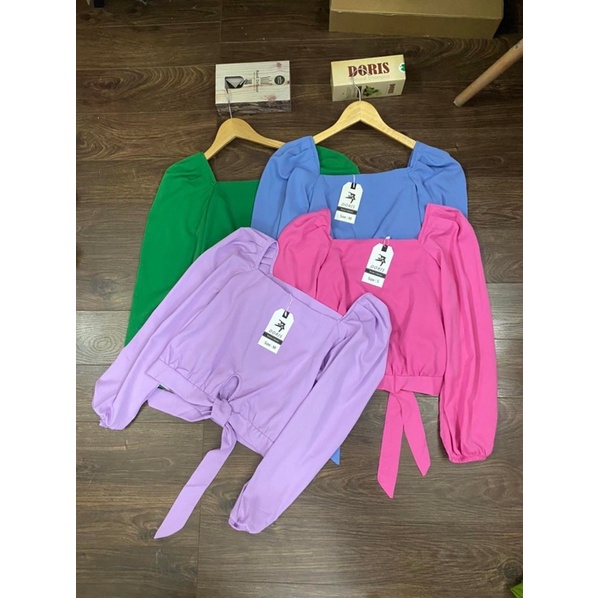 Áo tay dài cột eo