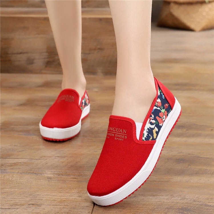 Trend Woman 2018 Fashion Canvas Floral Prited Shoes Casual Flat Sneakers