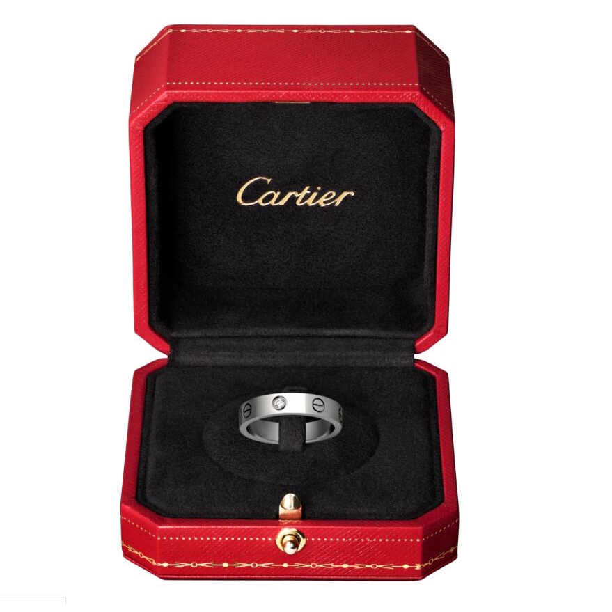LOVE WEDDING BAND Ring 3 DIAMOND WHITE GOLD Can Choose Box