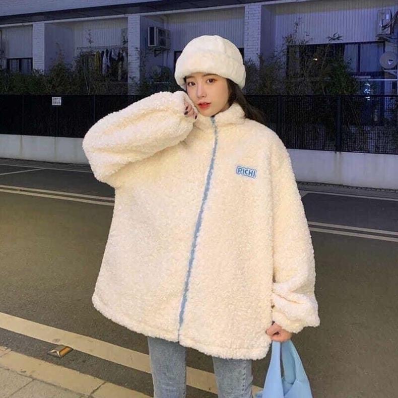 [VIDEO ẢNH THẬT]Áo Khoác Lông Thêu Ngực Unisex Chất Cực Dày Dặn Free size Nam Nữ- Áo Khoác Thu Đông Dày Đẹp