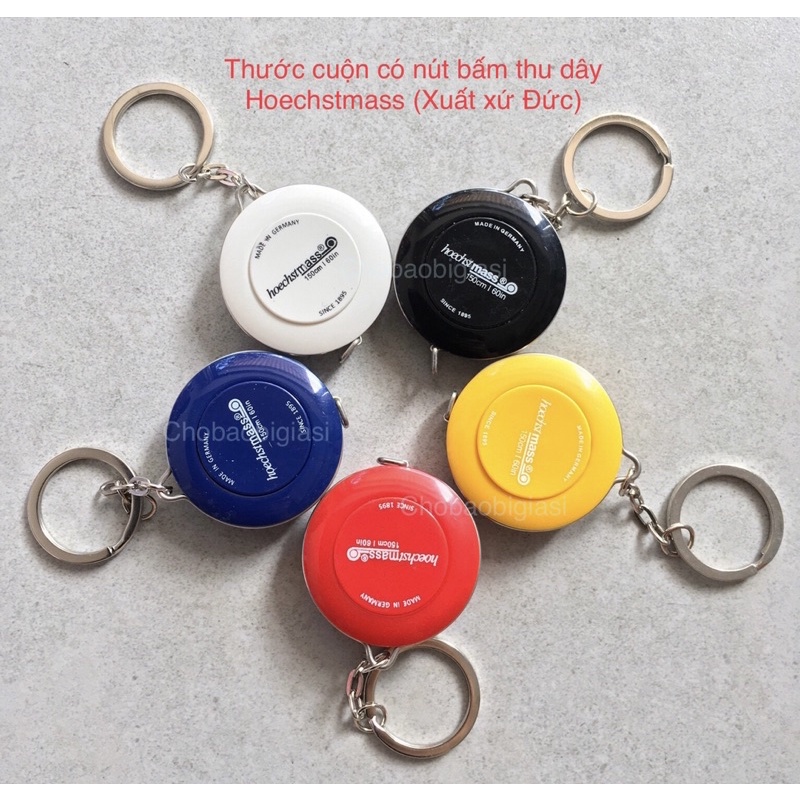 1 cái thước cuộn Hoechstmass xuất xứ Đức có móc khoá, có nút bấm thu dây dài 150cm 60in (Sp y hình)