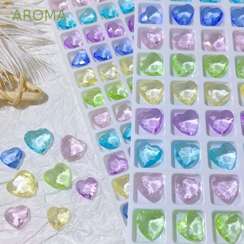 Miếng Dán Trang Trí Móng Tay Hình Trái Tim|Hạt Charm 3D Lấp Lánh Đính Móng Nghệ Thuật|Khoan Móng Vuông