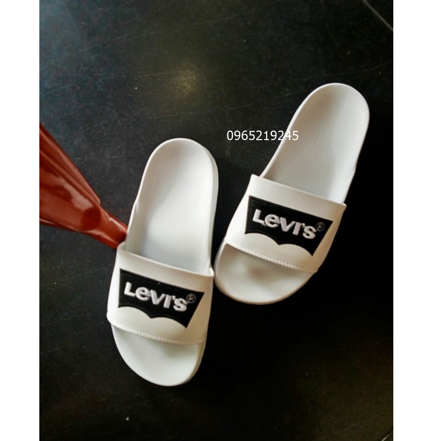 ♥️ Freeship+Hộp ♥️ Dép 𝐋𝐄𝐕𝐈❜𝐒, dép quai ngang nam nữ, dép quai ngang thể thao nam nữ thêu chữ nổi màu trắng