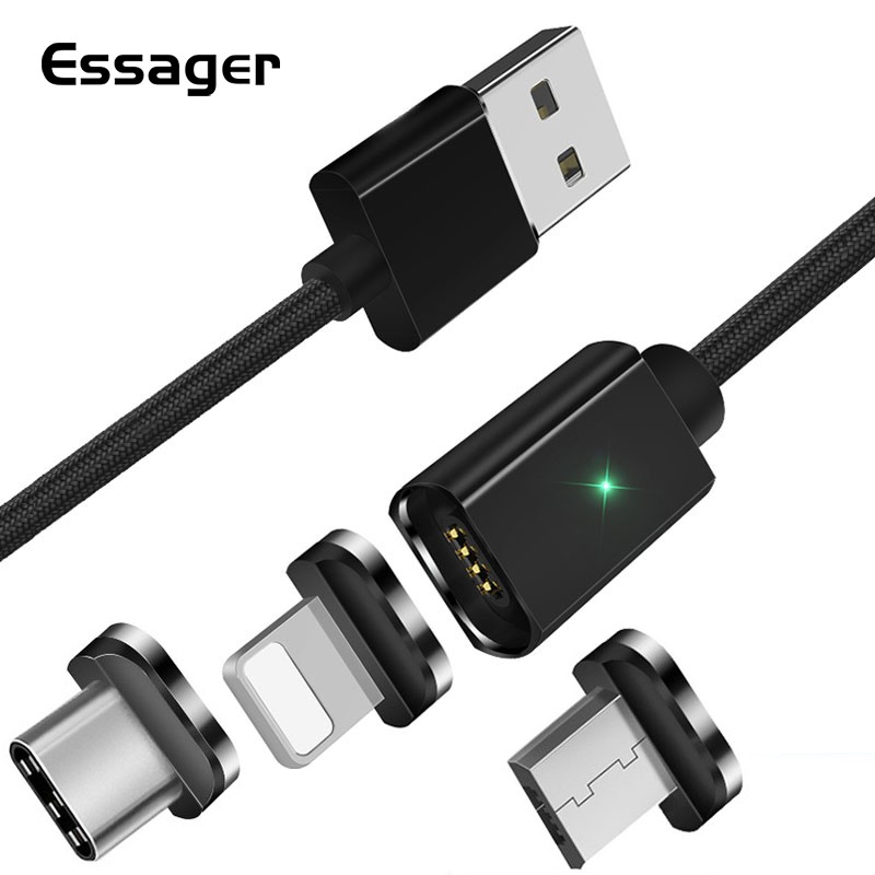 Cáp Micro USB Essager Từ Tính Cho Điện Thoại Iphone Samsung Hỗ Trợ Sạc Nhanh