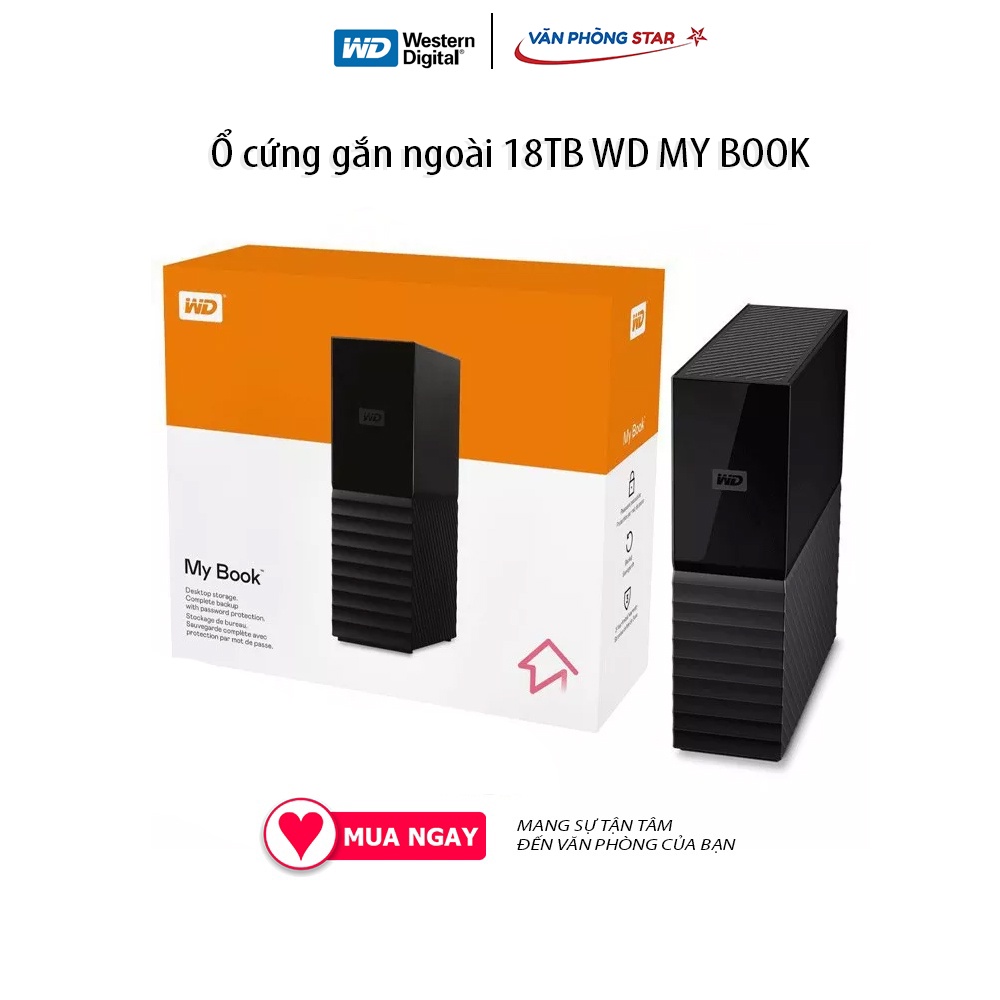 Ổ cứng gắn ngoài 18TB WD MY BOOK 3.5 inch WDBBGB0180HBK Kết nối USB 3.0 ương thích với Windows &amp; Mac OS