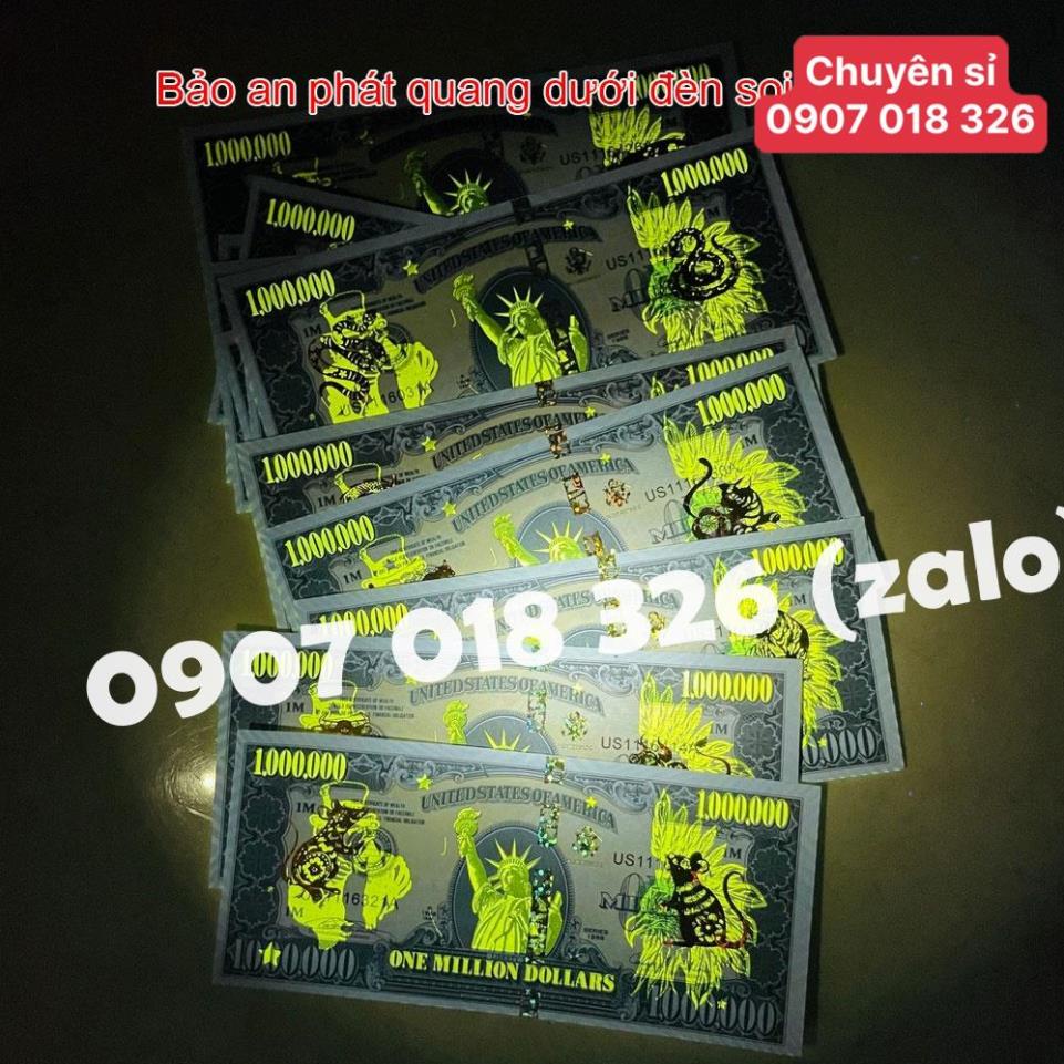 Tờ tiền 1 triệu đô Mỹ 12 con giáp mạ vàng, có bảo an phát quang, tặng bao lì xì