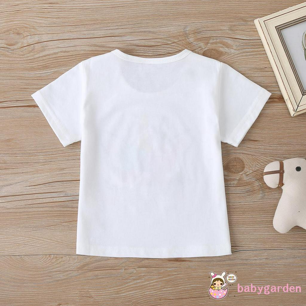 Áo thun tay ngắn in hình kỳ lân xinh xắn dành cho bé gái