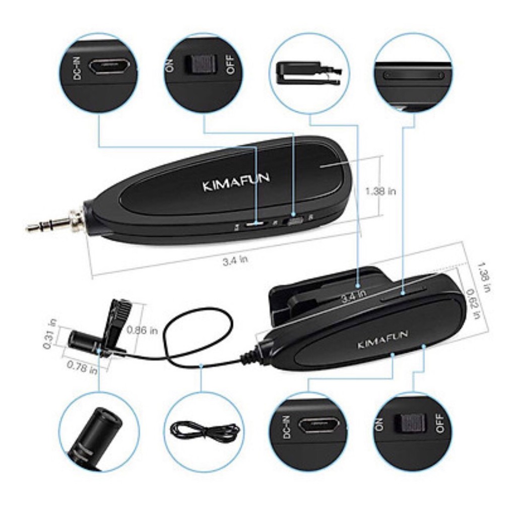 FREESHIP EXTRA Micro Không Dây Cài Ve Áo Kimafun KM-G130 - Hàng Chính Hãng