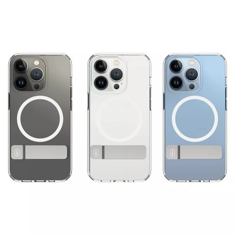 Ốp lưng cứng trong suốt hỗ trợ sạc không dây cho IP Phone 14 Pro Max , 13 Pro Max chính hang WIWU Aurora kèm giá đỡ