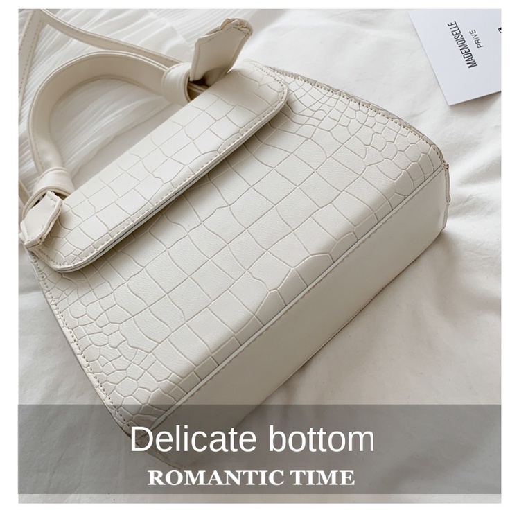 Túi Đeo Chéo Họa Tiết Da Cá Sấu Màu Trơn Thời Trang Hàn Quốc Dễ Phối Đồ