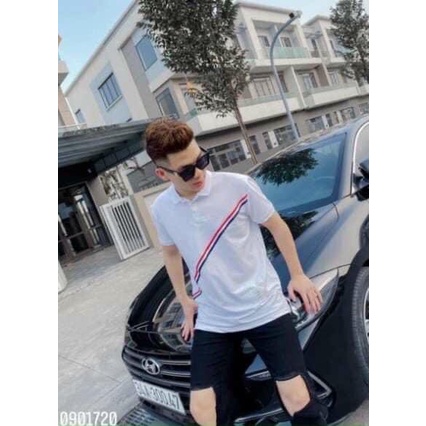 Áo polo sọc chéo tay lỡ - Áo phông thun cổ sơ mi phong cách vintage cá tính ulzzang unisex HOT