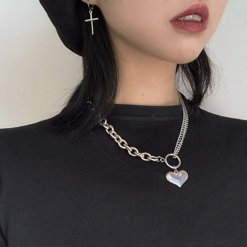 Vòng cổ dây xích bằng thép titan dày dặn màu trơn kiểu dáng mới lạ