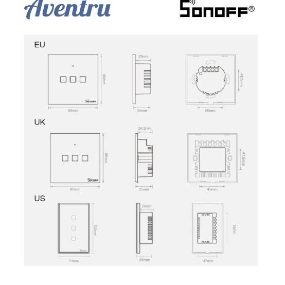 Công Tắc Cảm Ứng Thông Minh 9f Sonoff Touch Tx T2 Eu 2gang Wifi & Rf 433mhz