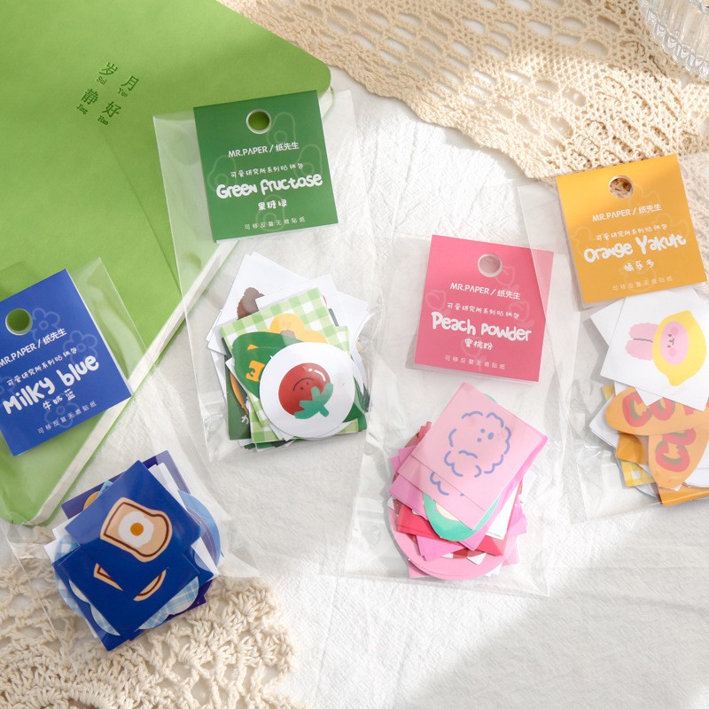 Bộ 40 nhãn dán phong cách động vật xinh xắn trang trí sổ lưu niệm