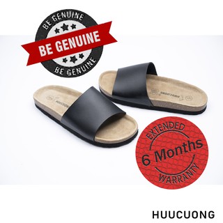 Dép unisex HuuCuong 1 quai đen đế trấu, hàng giầy dép sandal chính hãng Hữu Cường, chịu nước, thời trang