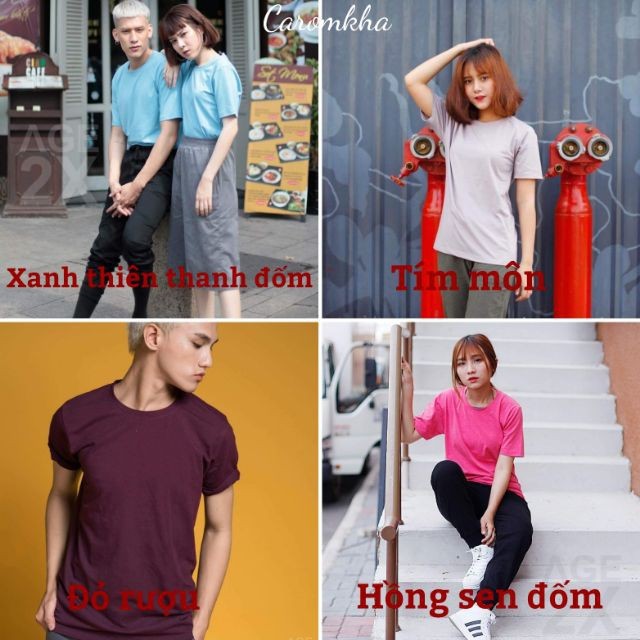 ÁO THUN TRƠN, ĐỐM NAM NỮ #AGE2X NHIỀU MÀU (Các Màu Từ 17 Đến 23) NoBrandCotton