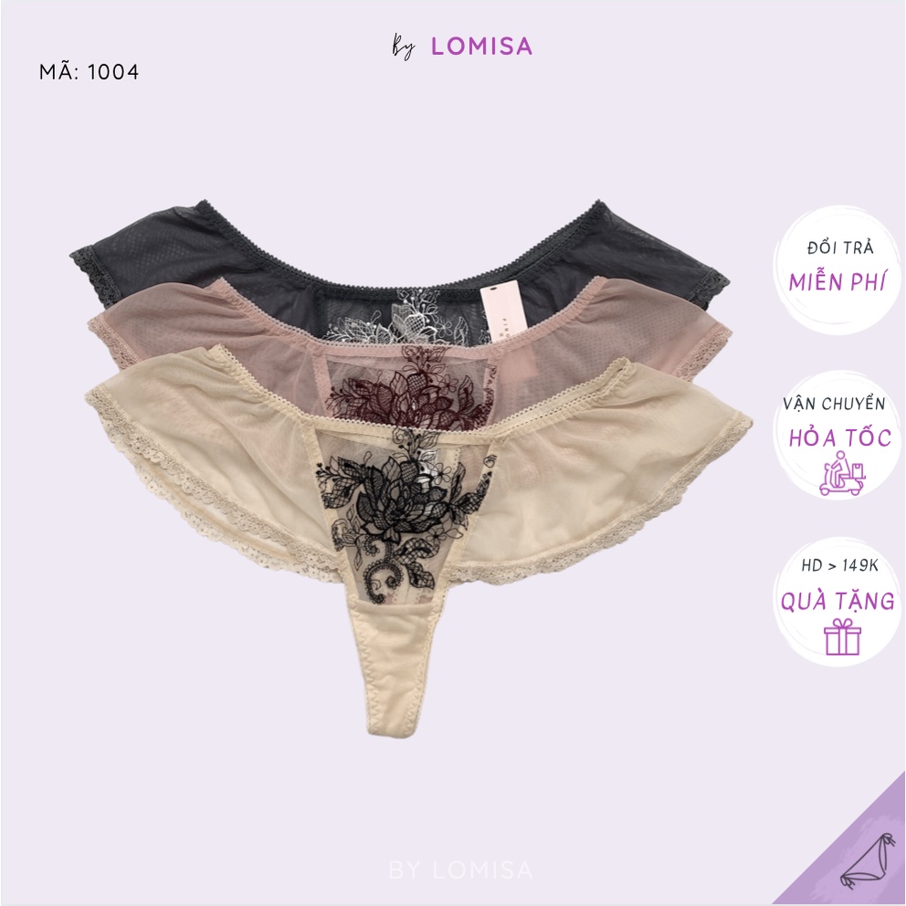 Quần lót lọt khe nữ quyến rũ chất lưới mền mại hình cánh tiên viền ren cực gợi cảm Freesize By LOMISA 1004