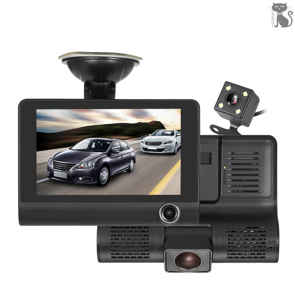 COD☆ 4" 1080P Three Lens Car DVR Dash Cam Camera Camcorder Night Vision / G-sensor / Motion Detection