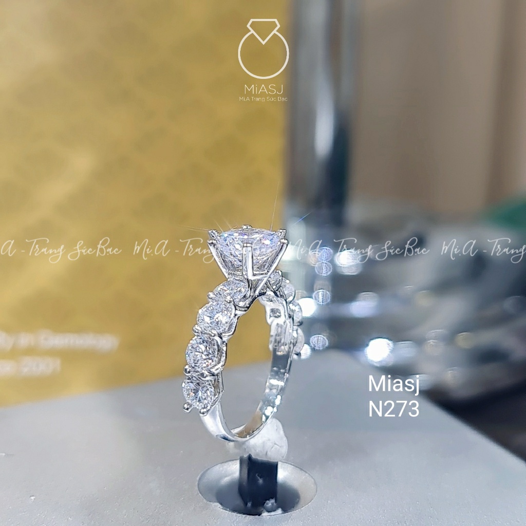 Nhẫn bạc Ý S925 nữ 6 chấu đính đá cao cấp MiASJ N273 sang trọng