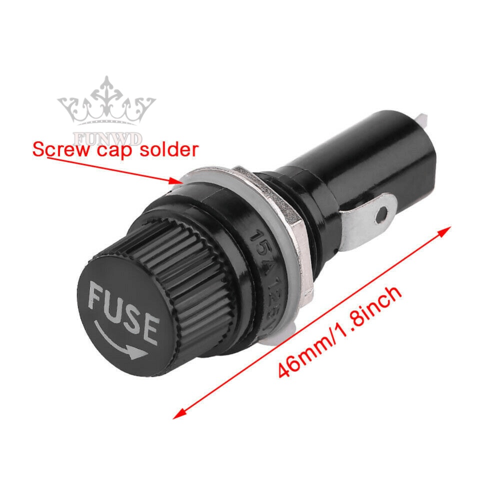 【FUNWD】2 Pcs / Set Panel Mount Chassis Fuse Holder For 5x20mm Glass Fuses 10A 250V