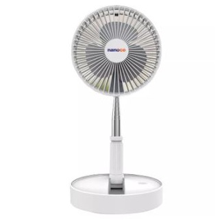 Quạt sạc điện gấp gọn trắng NFF1617W Nanoco, pin trâu - tích điện đến 24h, 4 chế độ gió, điều chỉnh được