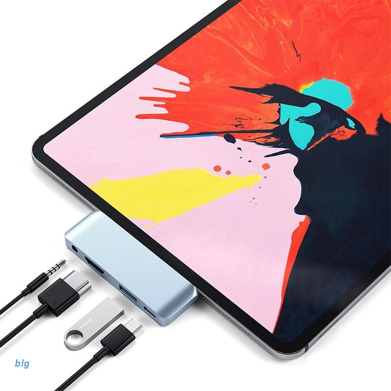 Bộ Chia Cổng Hdmi + Aux + Usb + Pd Hub Usb C 4k Hdmi-Compatible Cho Sd / Tf / Ipad Pro Huawei