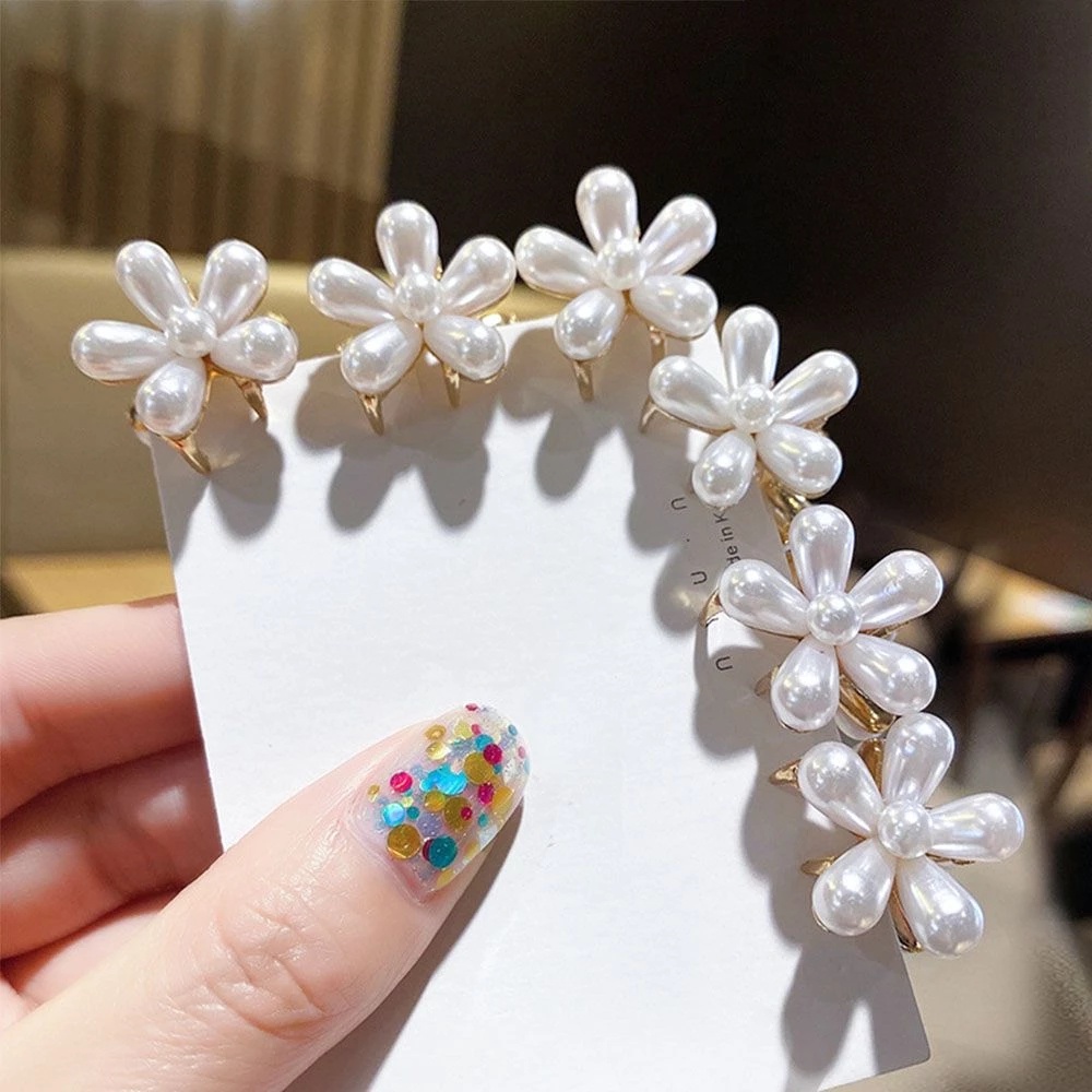 Kẹp Tóc Hoa Cúc Nhỏ Đính Ngọc Trai Thời Trang Hàn Quốc Thanh Lịch Cho Nữ
