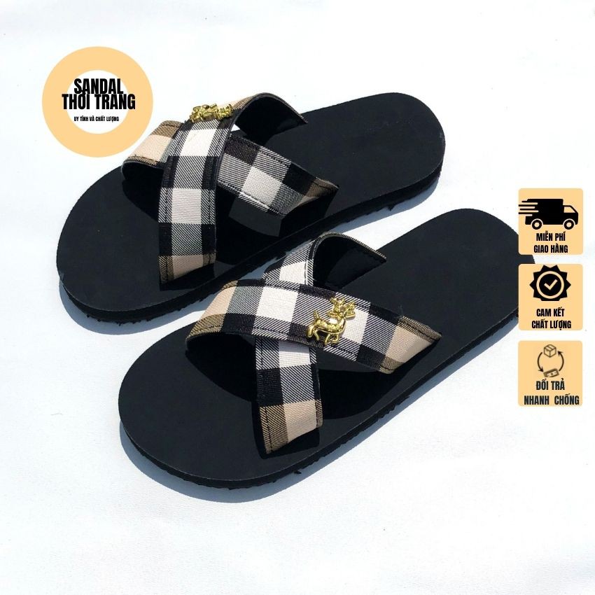 Dép sandal quai chéo, xỏ ngón đế bằng 2 màu đen/ trắng full size 30-44 nam nữ SANDALTHOITRANG